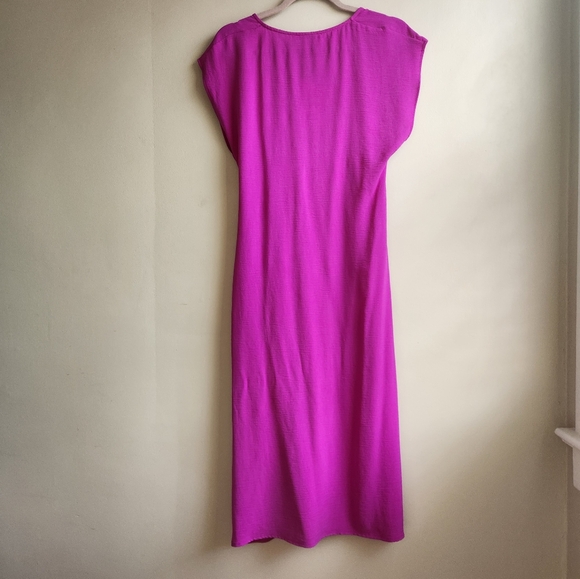 Zara Draped Fushia Midi Dress - Picture 5 of 6